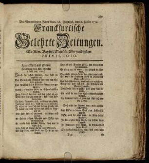 Num. LI. Freytags, den 21. Junius 1754 - Num. LX. Dienstags, den 23. Julius 1754