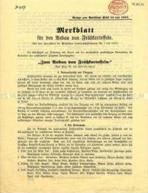 Merkblatt für die Landwirtschaft zur Verbesserung der Versorgungslage