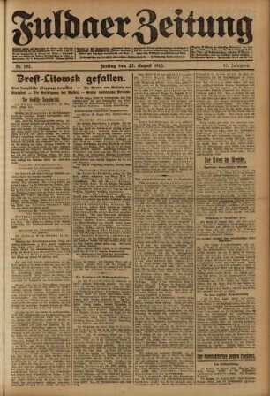 Ausgabe vom Freitag, den 27. August 1915.