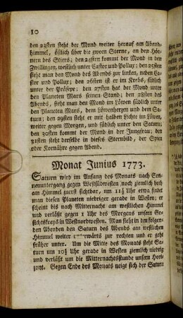Monat Junius 1773.