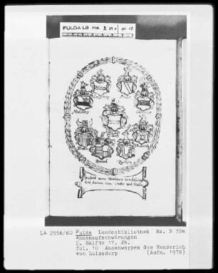 Ahnenaufschwörungen — Ahnenwappen des Henderich von Lulssdorp, Folio 10recto