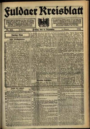 Zweite Ausgabe vom Freitag, den 09. Dezember 1910.
