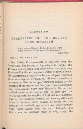 Chapter XII. Federalism And The British Commonwealth