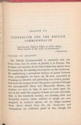 Chapter XII. Federalism And The British Commonwealth