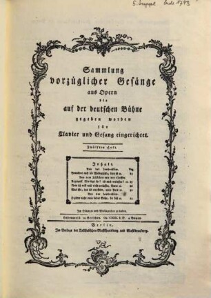 Sammlung vorzüglicher Gesänge aus Opern die auf der deutschen Bühne gegeben worden : fürs Clavier und Gesang eingerichtet ; op. CXXX d. D., 12