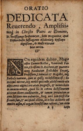 Oratio De Concordia Et Mvtva Officiorvm Commvnicatione : Erphordiae, In Maiori Collegio, cum doctis & honestis quibusdam Iuuenibus, gradus Magisterij Philosophici ... decerneretur, habita