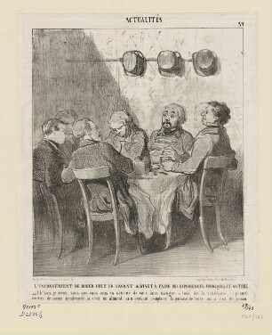 L’Inconveniant de dîner chez un savant…, Blatt 59 der Folge "Actualités“, in: "Le Charivari", Paris 1853