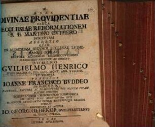 Divinae providentiae circa ecclesiae reformationem a B. Martino Luthero susceptam assertio