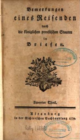 Bemerkungen eines Reisenden durch die königlichen preußischen Staaten in Briefen, 2
