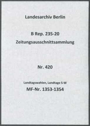 Landtagswahlen, Landtage S-W