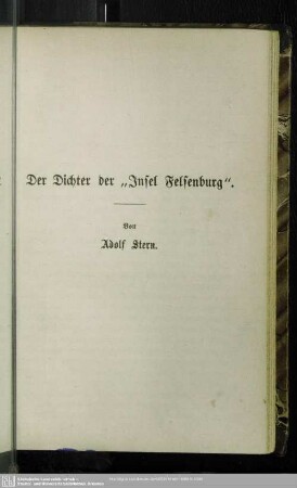 Der Dichter der "Insel Felsenburg".