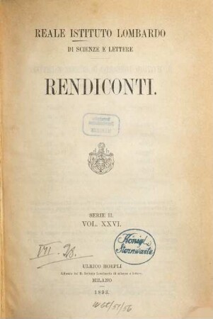 Rendiconti. 26, 26. 1893