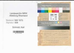 Entnazifizierung Karl Schmidt , geb. 10.12.1906 (Kaufmaennischer Angestellter)