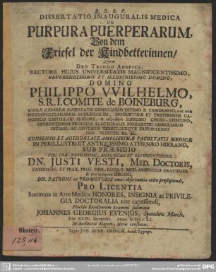 Dissertatio Inauguralis Medica De Purpura Puerperarum