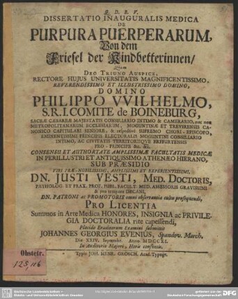 Dissertatio Inauguralis Medica De Purpura Puerperarum