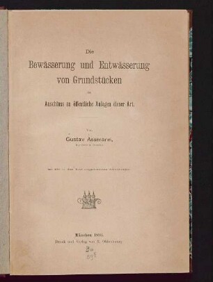 Die Bewässerung und Entwässerung von Grundstücken im Anschluss an öffentliche Anlagen dieser Art
