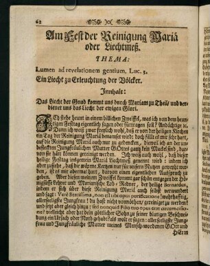 62-71, Am Fest der Reinigung Maria oder Liechtmeß