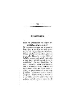 Kann der Schulmeister der Aufsicht des Geistlichen entzogen werden? : (Abhandlungen)