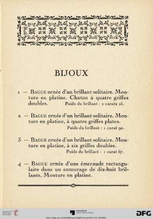 Bijoux (Nr. 1-113)