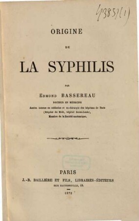 Origine de la syphilis