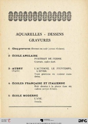 Aquarelles - Dessins - Gravures (Nr. 1-10)