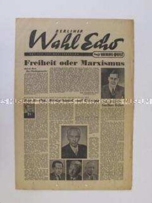 Sonderdruck der FDP zur Wahl des West-Berliner Abgeordnetenhauses 1958