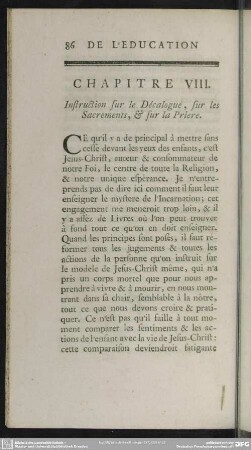 Chapitre VIII. Instruction sur le Décalogue, sur les Sacrements, & sur la Priere