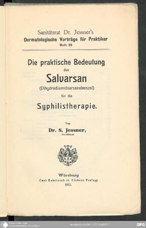Die praktische Bedeutung des Salvarsan für die Syphilistherapie