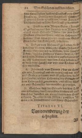 Titulus VI. Von verenderung der Lehngüter.