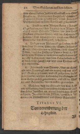 Titulus VI. Von verenderung der Lehngüter.