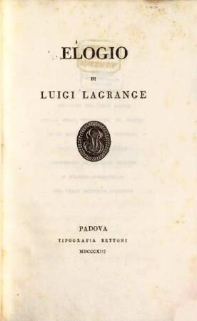 Elogio di Luigi Lagrange