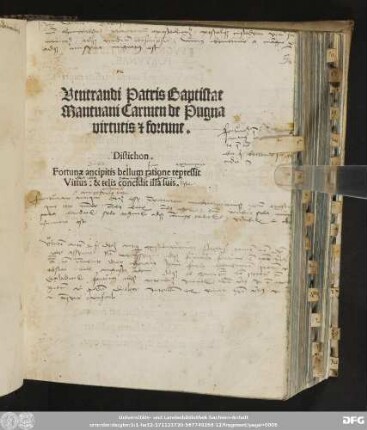 Venerandi Patris Baptistae || Mantuani Carmen de Pugna || virtutis #[et] fortune.|| ... ||