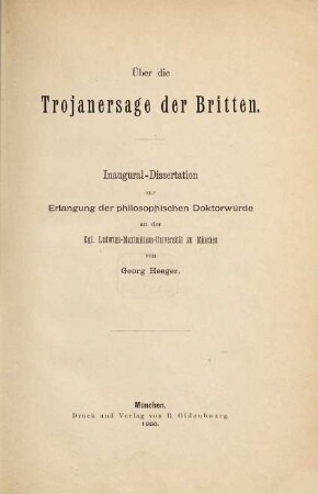 Über die Trojanersage der Britten : Inaug.-Diss.
