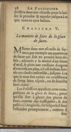 Chapitre V. La maniere de faire de la glace de sucre