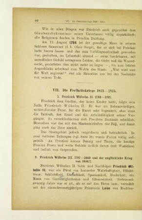 VII. Die Freiheitskriege 1813 - 1815.