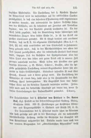 135-138 [Rezension] Beck, Anton, Die Trinitätslehre des heiligen Hilarius von Poitiers