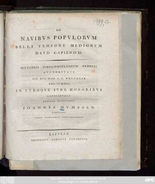 De Navibvs Popvlorvm Belli Tempore Mediorvm Havd Capiendis