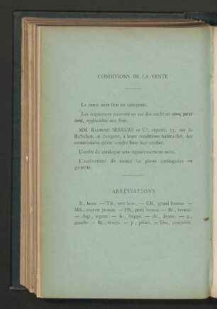 Conditions de la vente