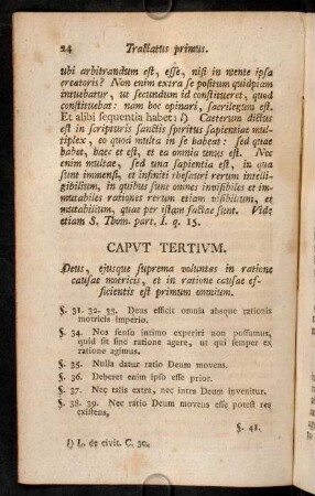 24-39, Caput Tertium. Deus, ejusque suprema voluntas in ratione causae motricis, ...