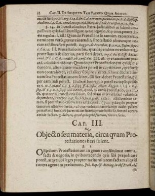 Cap. III. De Objecto seu materia, circa quam Protestationes fieri solent.