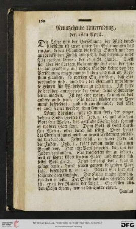Neunzehende Unterredung, den 1sten April