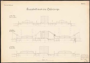 Hafenanlage, Danzig-Neufahrwasser Schinkelwettbewerb 1914: Hafenzunge. Querschnitt 1:500
