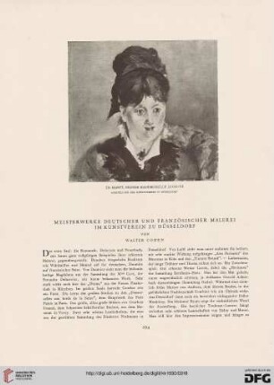 Meisterwerke Deutscher und Französischer Malerei im Kunstverein zu Düsseldorf