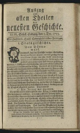 XLIX. Stück. Coburg, den 5. Dec. 1753.