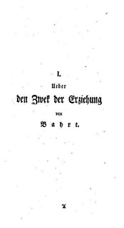 Ueber den Zweck der Erziehung