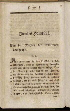 Zweites Hauptstück. Von den Rechten der Untertanen überhaupt.