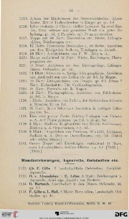 Handzeichnungen, Aquarelle, Ölstudien (Nr. 1132-1199)