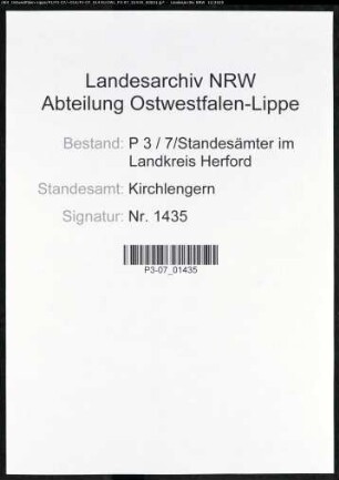 Sterberegister Standesamt Kirchlengern