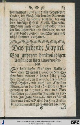 Das siebende Kapitel. Von anderen denkwürdigen Umständen ihrer Unverwesenheit.