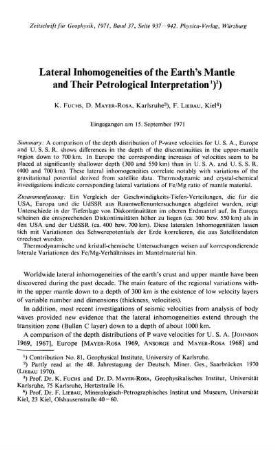 Lateral inhomogeneities of the earth's mantle and their petrological interpretation